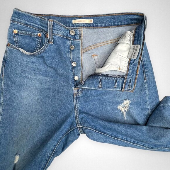 LEVI'S 30 Wedgie Destructed High Rise Skinny Jeans Casual - Picture 6 of 9